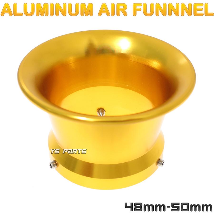 アルミCNC]エアーファンネル50mm[ゴールド]PWKビッグキャブ用
