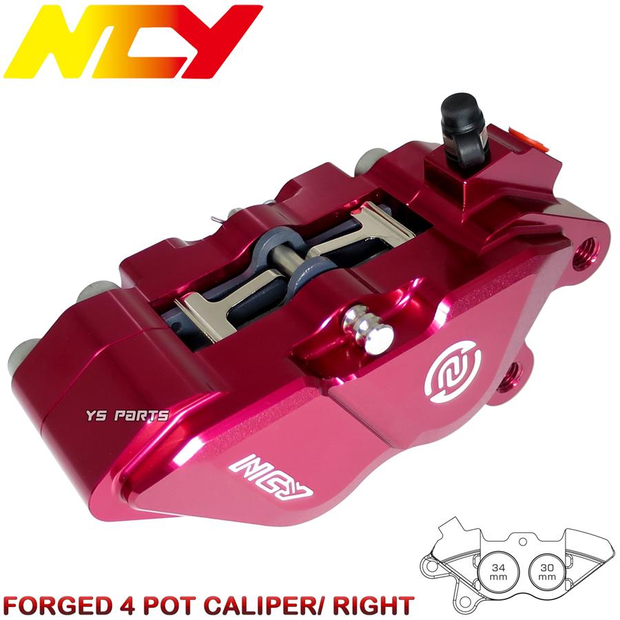 NCY 4POD鍛造CNC削出ブレーキキャリパー赤N-23右側 ブレンボ40mm形状