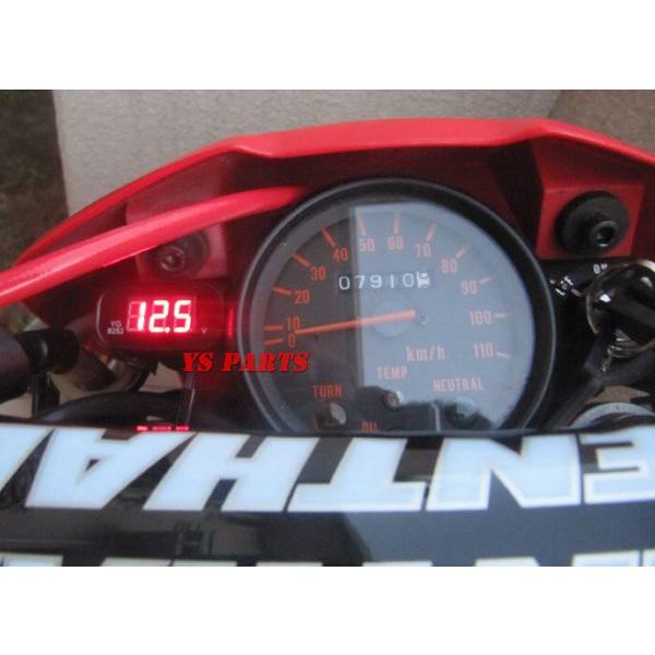 たこ 超小型】LEDボルトメーター赤XJR400XJR1200XJR1300マグザムトリッカーT