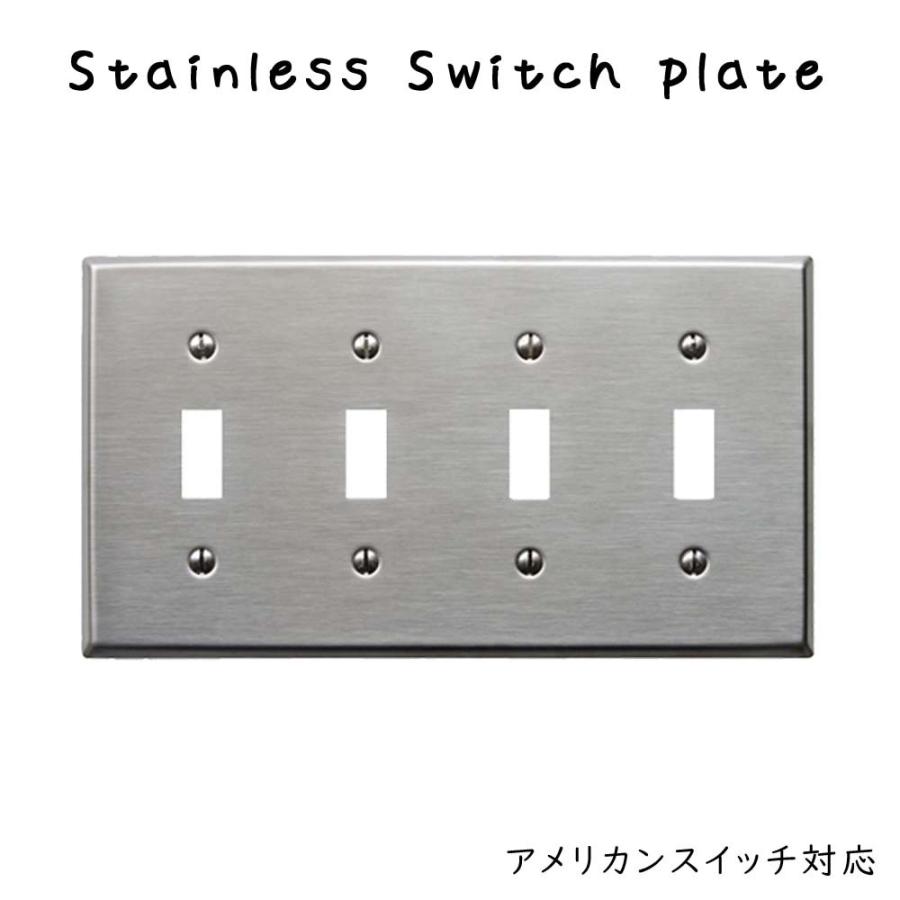 ステンレスへアライン スイッチプレート ４口 スイッチカバー アメリカンスイッチプレート アメリカンスイッチ専用プレート 4スイッチ 4穴 Axcs0811 レトロおしゃれ雑貨家具のプリズム 通販 Yahoo ショッピング
