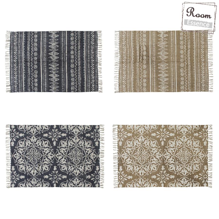 ラグ 85 1cm マット カーペット 敷物 おしゃれ インテリア かわいい コットン 綿 フリンジ 絨毯 黒 ブラック 模様 シンプル モダン Azmy4257 レトロおしゃれ雑貨家具のプリズム 通販 Yahoo ショッピング