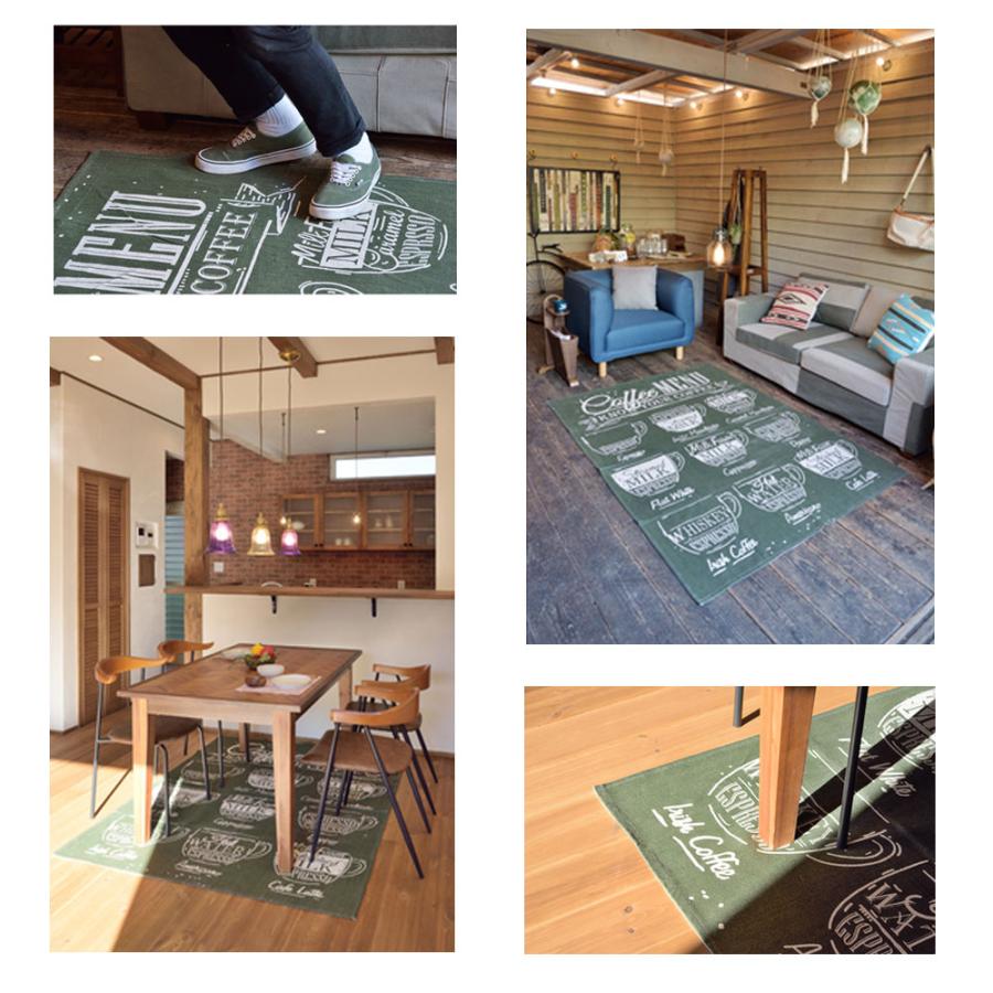 ラグ 130 190cm マット カーペット 敷物 おしゃれ インテリア かわいい コットン 綿 メニュー風 カフェ 絨毯 ブルー ネイビー 青 シン Azmy4277 レトロおしゃれ雑貨家具のプリズム 通販 Yahoo ショッピング