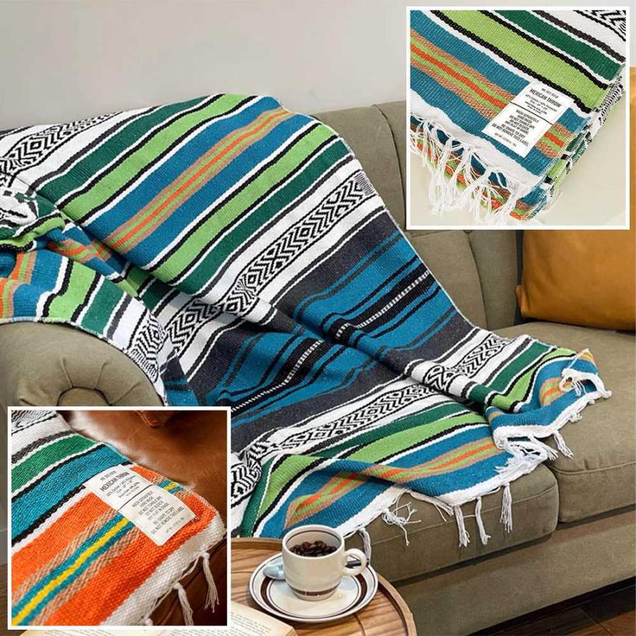 ビンテージ 70s ラスタ メキシカン 厚手 絨毯 ブランケット キャンプ ラグ Amazon｜ラグフォレスト(Rug Forest)メキシカン ラグ