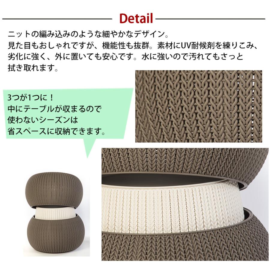 ガーデン3点セット 屋外テーブル 屋外チェア スツール　ガーデンチェア ガーデンテーブル 家具 樹脂製 ガーデン家具 庭家具 ラタン調 おしゃれ_5