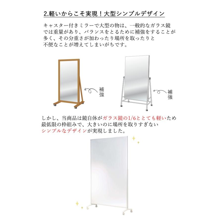 ダンス練習は割れない鏡が基本! キャスター付き 90 180 R型