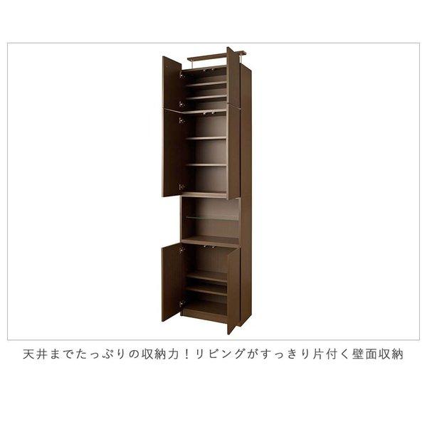 日本製 突っ張り壁面キャビネット オープン ダークブラウン ディスプレイ シンプル 完成品 可動棚 コード穴付きリビング ダイニング 木目調 国産_4