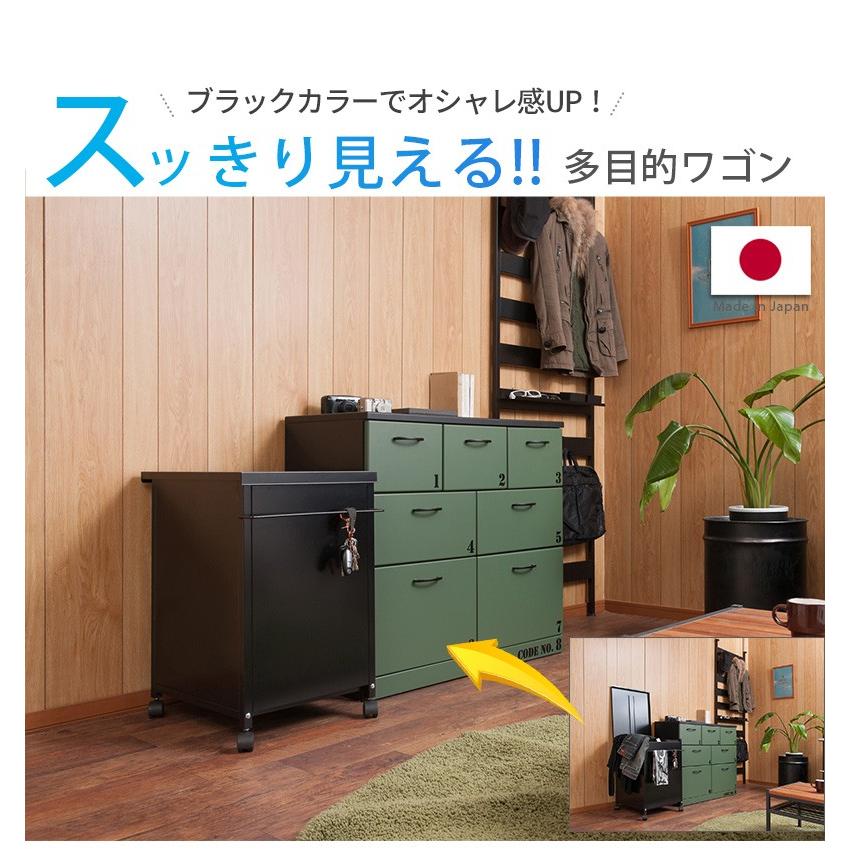スチール製マルチワゴン ブラック ワゴン サイドワゴン 収納ワゴン デスクサイドワゴン サイドチェスト サイドキャビネット デスクキャビネット_1