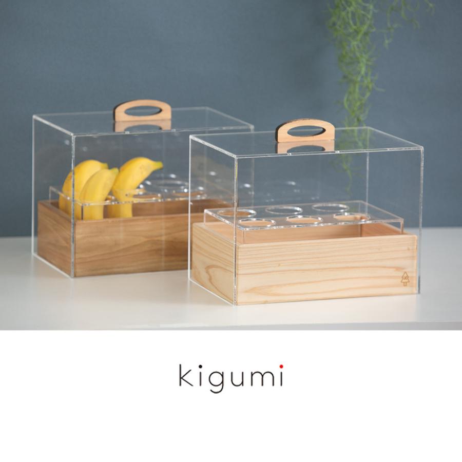 A+ (アクセントプラス) kigumi バナナケース 収納 ケース 保存 保管 ストック ばなな フルーツ 果物 バナナスタンド アンティーク バナナホルダー 木製の画像