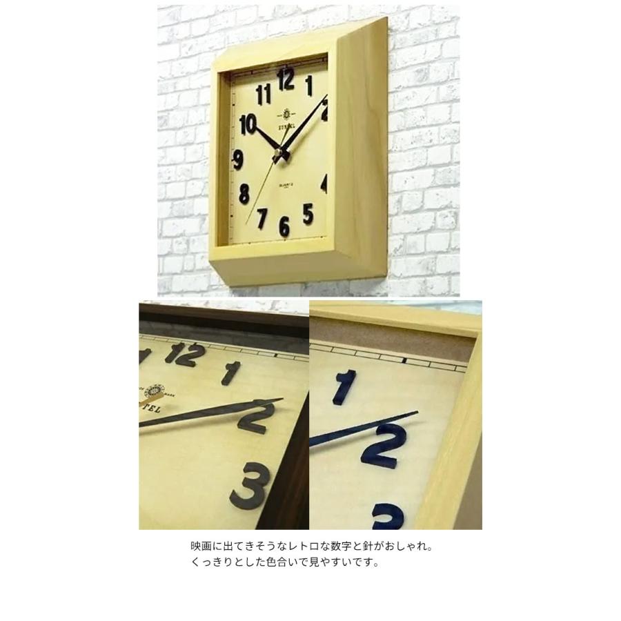 壁掛け時計 掛け時計 四角 アンティーク風 レトロ 木製 オシャレ