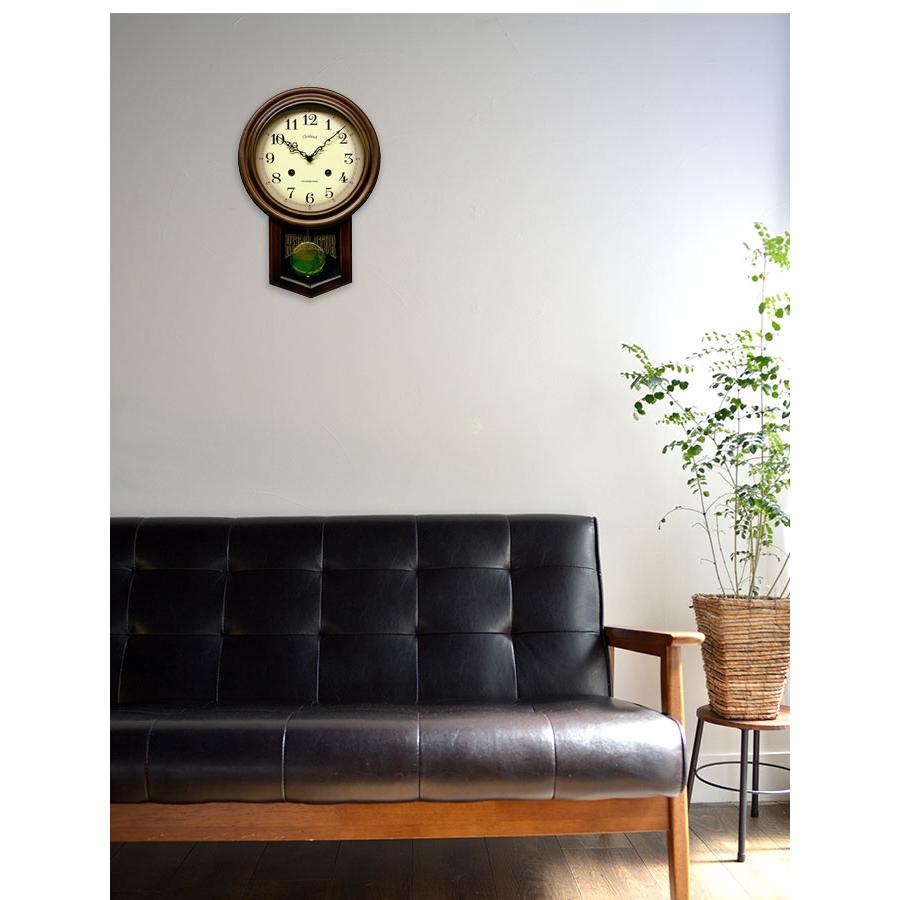 電波振り子時計 日本製 振り子時計 柱時計 丸型 掛け時計 おしゃれ