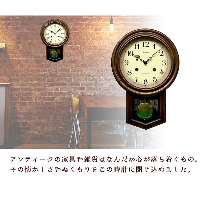 電波振り子時計 日本製 振り子時計 柱時計 丸型 掛け時計 おしゃれ