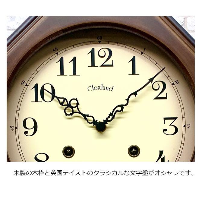 電波振り子時計 日本製 振り子時計 八角形 掛け時計 掛時計 壁掛け時計