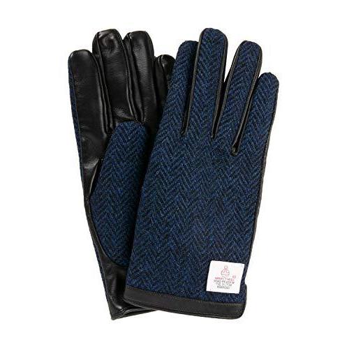 銀座ブランド割引 ハリスツイード 手袋 スマホ対応 メンズ 本革 レザー ネイビーヘリンボーン Mサイズ 純正廉価 Www Superavila Com