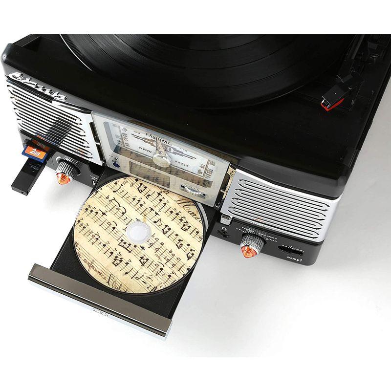 とうしょう レトロ調 多機能 レコードプレーヤー (AM/FMラジオ (ワイドFM対応)) 録音機能 再生機能 USB/SD CD レコード レトロ調 多機能 レコードプレーヤー レコード AM/FMラジオ ワイドFM対応 録音機能 再生機能 USB/SD CD