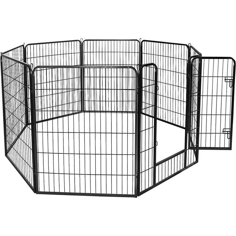 DUDUPET ペットフェンス 大型犬用 中型犬用 ペットケージ パネル8枚 四角ポール 折り畳み式 ペットサークル スチール製 複数連結可 ペットフェンス 大型犬用 中型犬用 ペットケージ パネル8枚 四角ポール 折り畳み式 ペットサークル スチール製 複数連結可