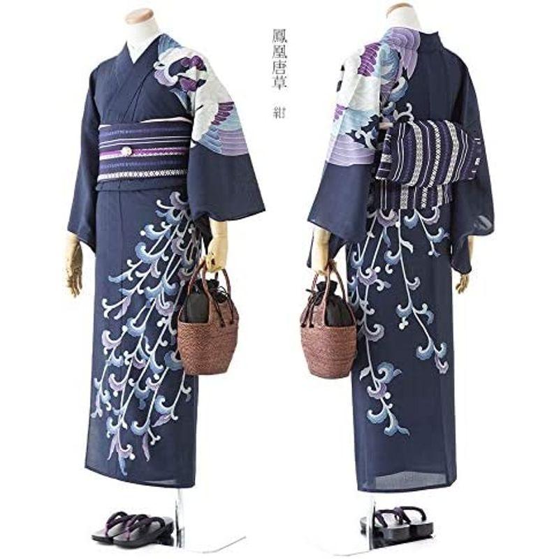 USED 《撫松庵》お仕立て上がり 東レセオアルファ浴衣 レディースゆかた 絵羽 鳳凰唐草（紺）ネイビー 【AA1320424333】(48190円)