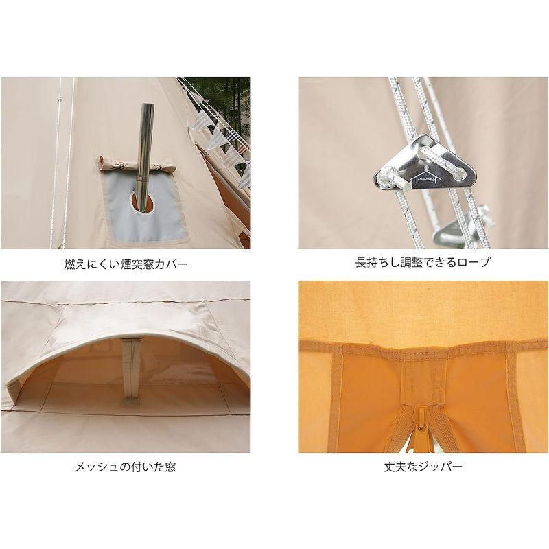 glamcamp ワンポールテント 3M 1~3人 ポリコットン 焚火可 防水 耐風 コットンテント TC素材 煙突穴付き多機能ピラミッドテ ワンポールテント 3M 3人 ポリコットン 焚火可 防水 耐風 コットンテント TC素材 煙突穴付き多機能ピラミッドテ