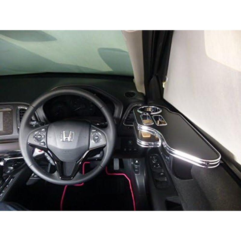 ヴェゼル サイドテーブル 運転席側、助手席側セット レザーブラック ブラックフルメッキ サイドテーブル 運転席側 助手席側セット レザーブラック ブラックフルメッキ 　