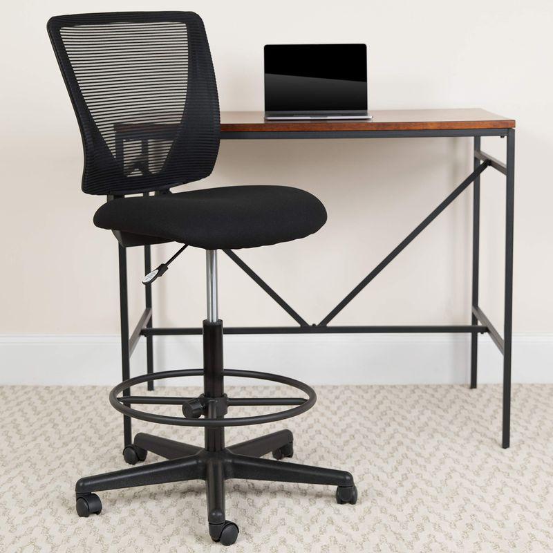 フラッシュファニチャー(Flash Furniture) ミッドバック 製図用メッシュチェア 人間工学 ブラックファブリック 調節可能フット
