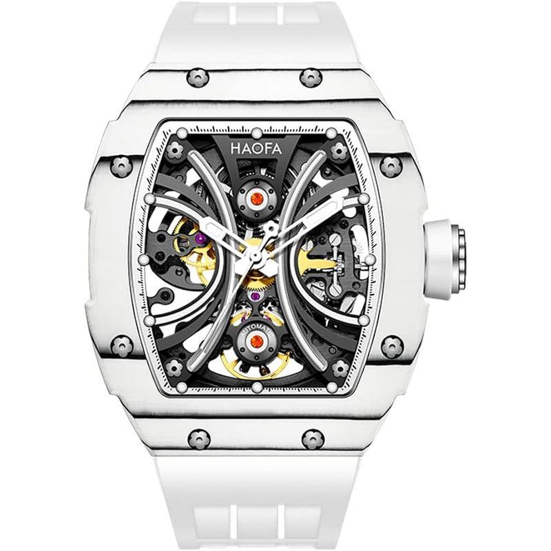 【限定品】 ＨＡＯＦＡ 腕時計メンズ スケルトン自動巻き 機械式 炭素繊維シェル 樽型 トノー型 チタン時計 紳士 ビジネス ファッション 男性プレゼン 【JS1698294026】(61984円)