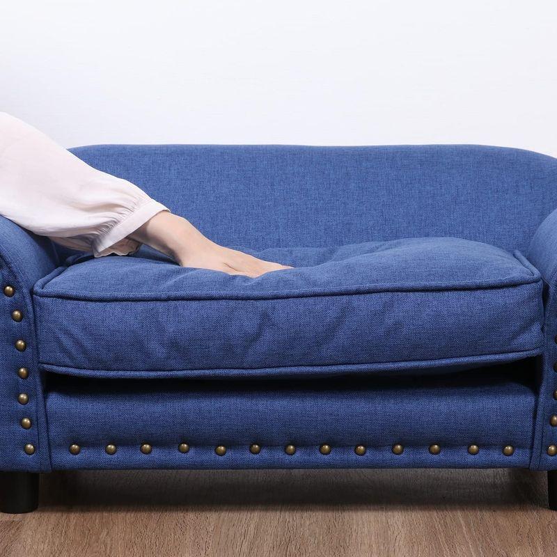 不二貿易 ペットベッド ペットソファ 幅74×奥行41×高さ32.5? ブルー ファブリック チェスターフィールド風 小型犬 猫 45232 幅74×奥行41×高さ32 ペットベッド ペットソファ ブルー ファブリック チェスターフィールド風 小型犬 猫 サイズ