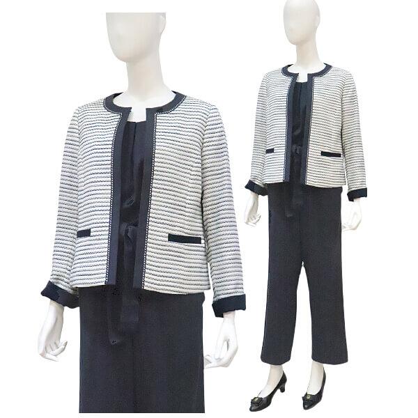 ANAYI★シャネルtweedセレモニースーツワンピース ジャケット ツイード ミセス フォーマル パンツスーツ ノーカラー シャネルジャケット