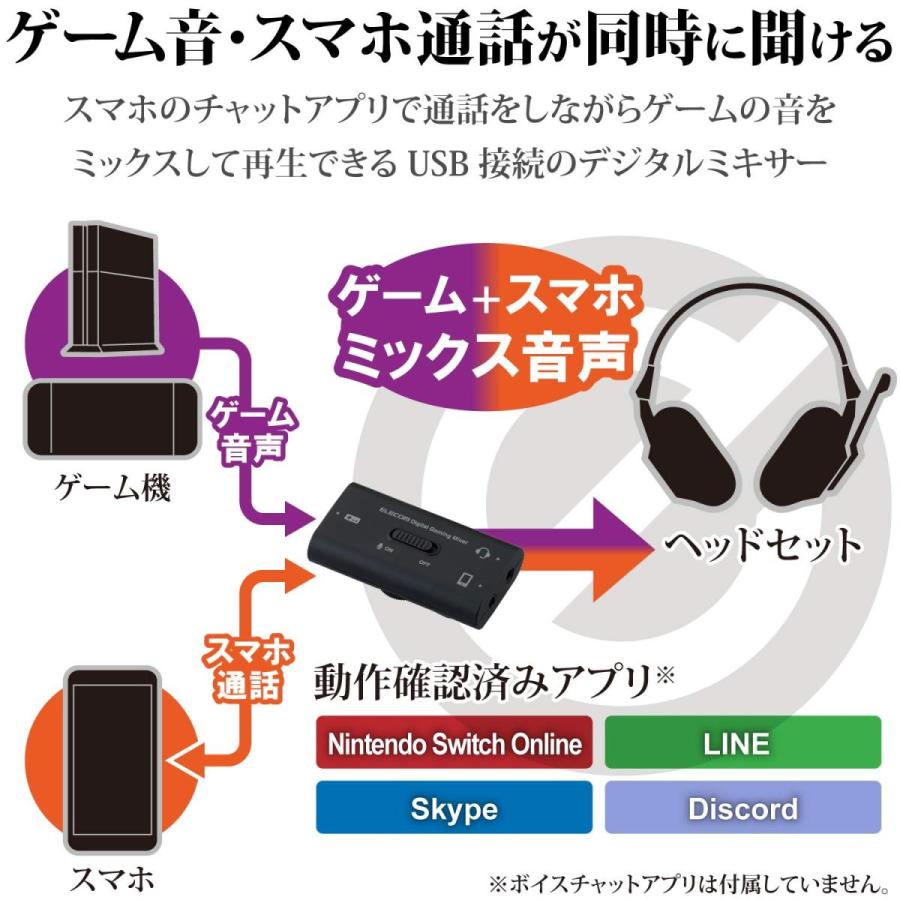 エレコム ゲーム用ボイスチャットミキサー スマホ通話しながらswitch Ps4のゲーム音を聞けるデジタルミキサー Hsad Gm30mbk Hf 2217 018 Ys Style 通販 Yahoo ショッピング