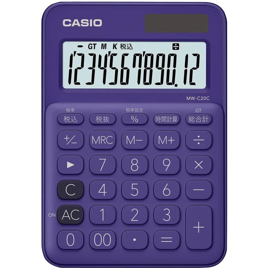 402円 卸売 カシオ カラフル電卓 パープル 12桁 ミニジャストタイプ Mw Cc Pl N おしゃれ 簿記 大きい 文具