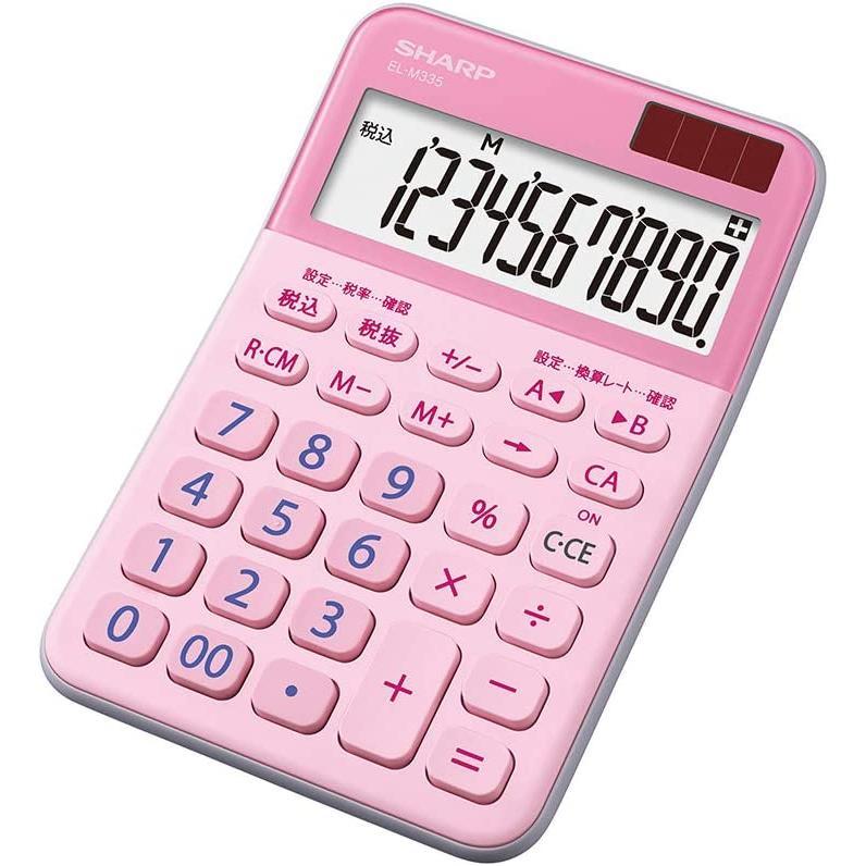 最高品質の シャープ カラーデザイン電卓 10桁表示 おしゃれ 簿記 文具 高級 ピンク系 El M335 Px