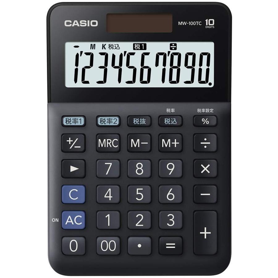 429円 最大66 オフ カシオ W税率電卓 10桁 税計算 ブラック ミニジャストタイプ Mw 100tc Bk N おしゃれ 簿記 文具 大きい