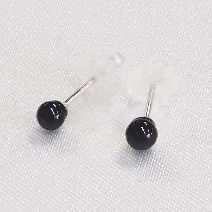 K14WG オニキス ピアス （丸玉 3mm） かわいいサイズです！ ホワイト