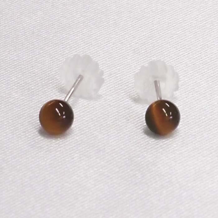 K14WG タイガーアイ ピアス （丸玉 4mm） ボールピアス 14金 14K 