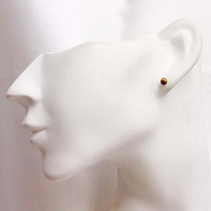 K14WG タイガーアイ ピアス （丸玉 4mm） ボールピアス 14金 14K 