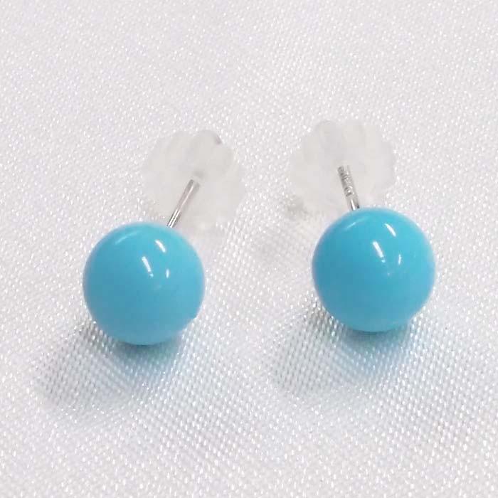 K14WG ターコイズ トルコ石 ピアス （丸玉 6mm） 12月 誕生石 ボール 