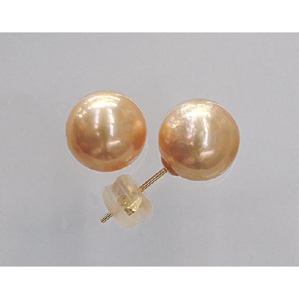 送料無料 K18 アコヤ真珠ピアス（ゴールド大玉 9mm） 大粒パールピアス 