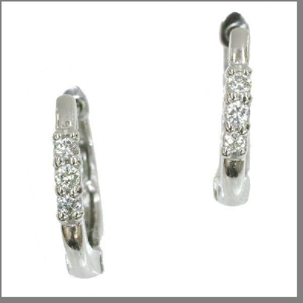 送料無料 K18WG ダイヤリングピアス1（バネ式 0.06ct） : 竹市時計店