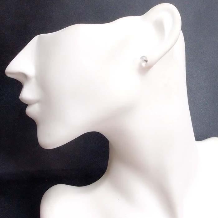 純チタン 水晶 ピアス （丸玉 5mm） 金属アレルギー 安心 チタンポスト