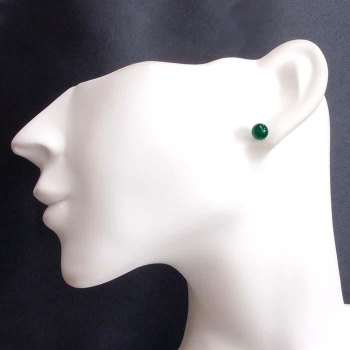 純チタン グリーンオニキス ピアス （丸玉 6mm） 金属アレルギー 安心