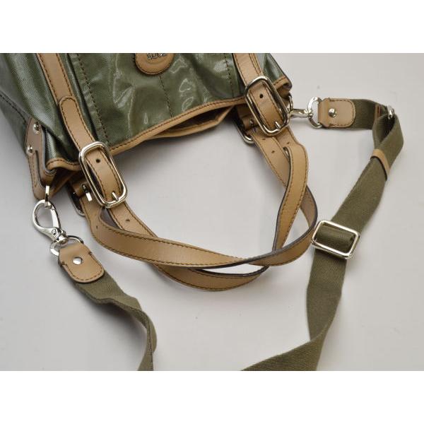 トッズ TOD'S 2WAY トートバッグ ショルダー付 カーキグリーン
