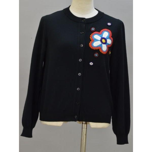 MOSCHINO - モスキーノクチュール MOSCHINO COUTURE ! フラワービーズ ニットカーディガン 38サイズ ブラック イタリア製 レディース F-L5718 レディースファッション モスキーノクチュール MOSCHINO COUTURE