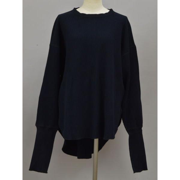 アメリカーナ AMERICANA コットン ワッフル プルオーバー 長袖 カットソー ネイビー レディース F-L6081