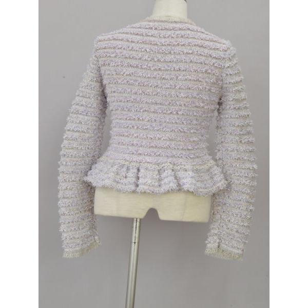 Rene ルネ ノーカラーツイードジャケット 36サイズ パープル  