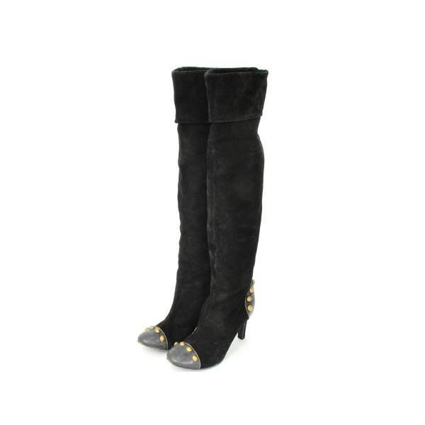 クロエ Chloe スタッズ ロングブーツ 36.5サイズ ブラック レディース  