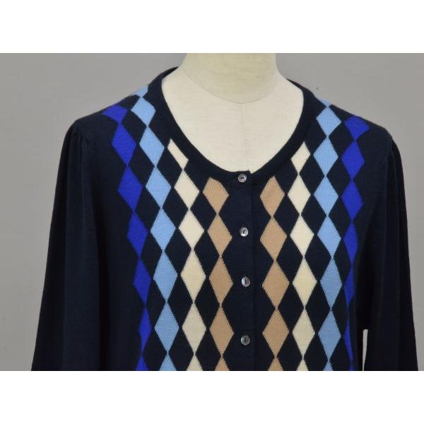 ジョンスメドレー JOHN SMEDLEY アーガイル 長袖 ニットカーディガン S  