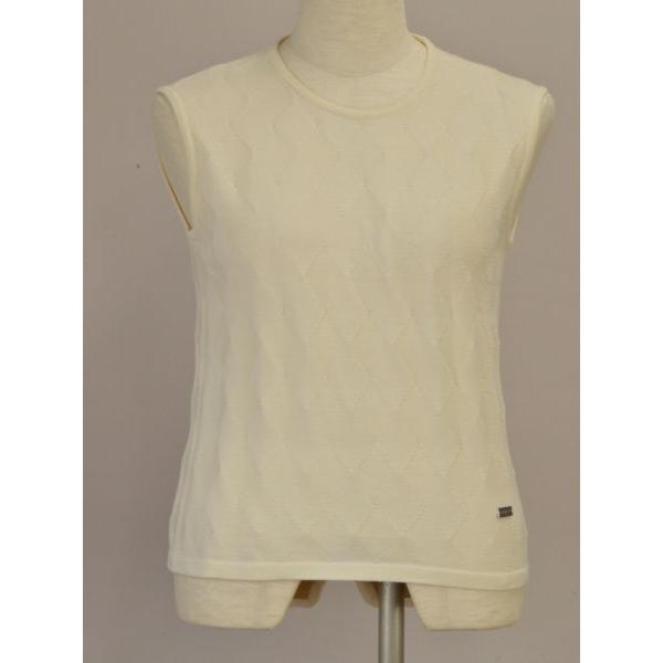 FOXEY フォクシー ノースリーブニットトップ Diamond Shape 38サイズ