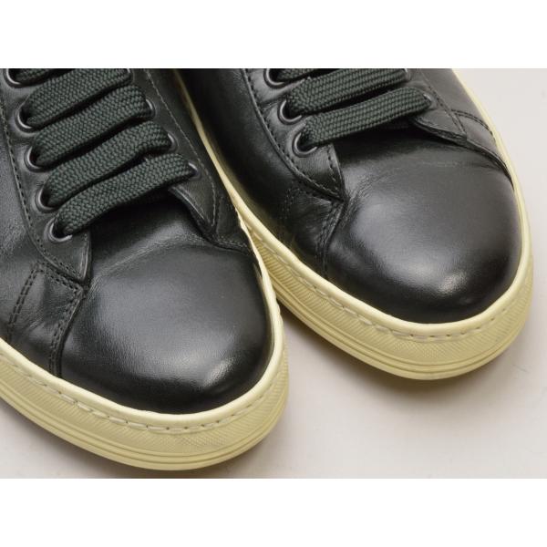 TOM FORD トムフォード レザー スニーカー 38サイズ ダークグリーン 