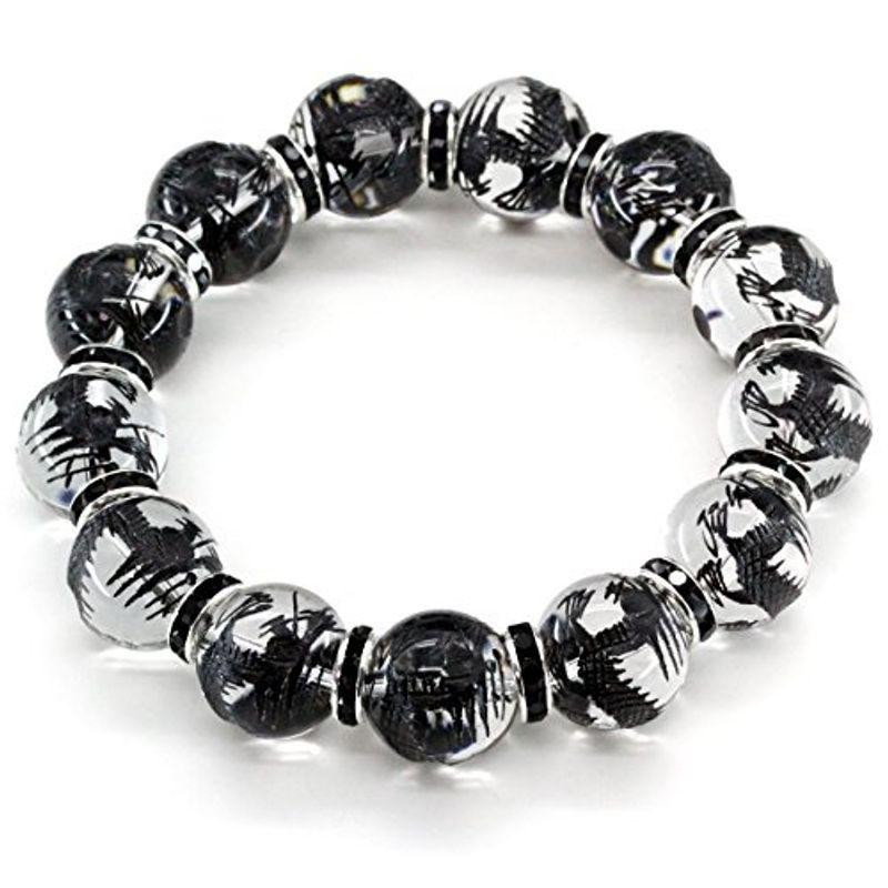 2181円 今季も再入荷 石輝 黒彫り五本爪皇帝龍水晶16ｍｍブラックロンデル数珠ブレスレット パワーストーン 38