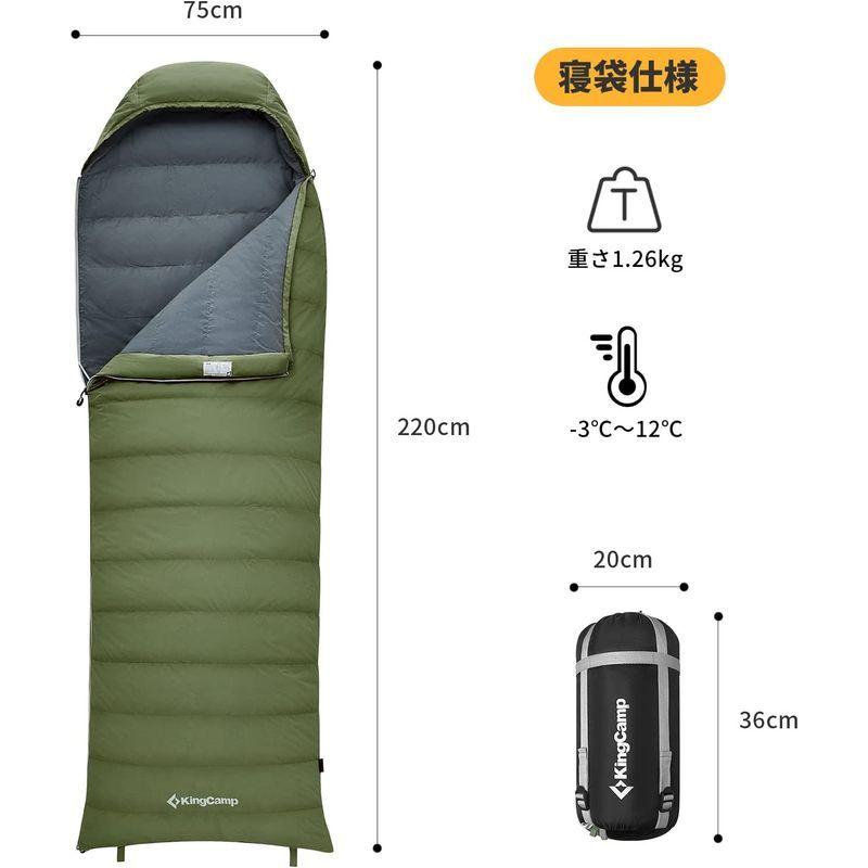 KingCamp 寝袋 シュラフ 封筒型 軽量 コンパクト アウトドア 防災用