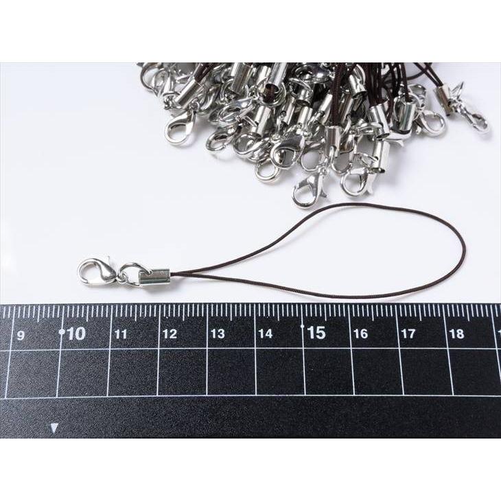 アクリル 8カン シルバー ストラップ素材 ストラップパーツ カニカン付き 丸カン シルバー金具 ブラウン 全長約