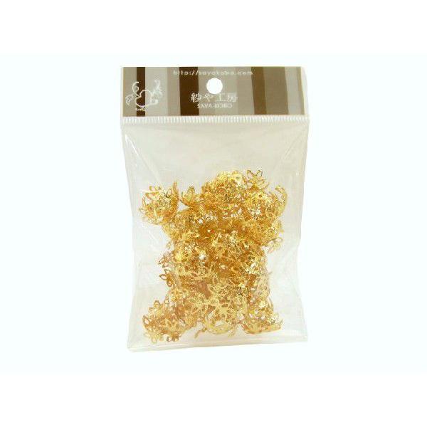 座金・花座パーツビーズキャップ14mm 約100個 金 GOLD : 紗や工房